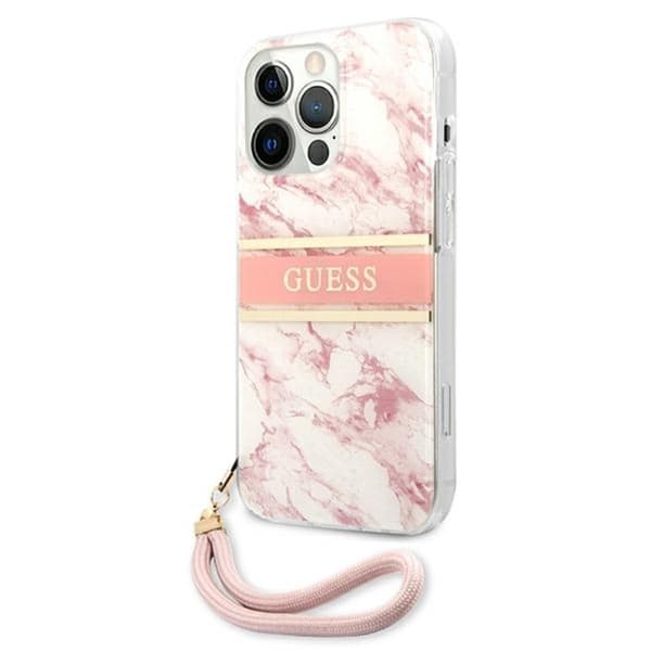 GuessMarbleStrap-FodralföriPhone13ProMax(Rosa)