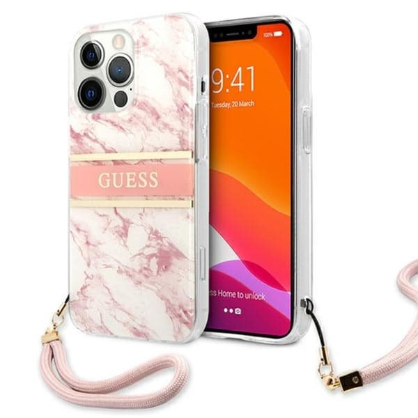 GuessMarbleStrap-FodralföriPhone13ProMax(Rosa)