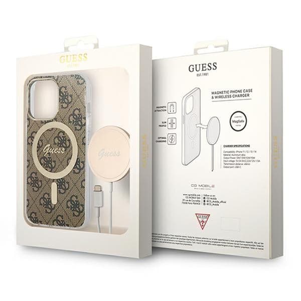 GuessBundlePackMagSafe4G-SætmedetuitiliPhone13Pro+MagSafeoplader(brun/guld)