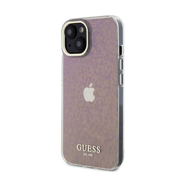 GuessIMLFacetedMirrorDiscoIridescent-iPhone15-fodral(rosa)