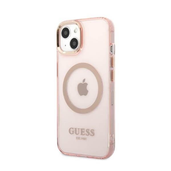 GuessGoldOutlineTranslucentMagSafe-CovertiliPhone13(Pink)