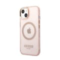 Miniatyrbillede 2 af 2: GuessGoldOutlineTranslucentMagSafe-CovertiliPhone13(Pink)