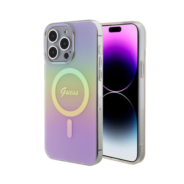 GuessIMLIridescentMagSafe-FodralföriPhone15Pro(rosa)