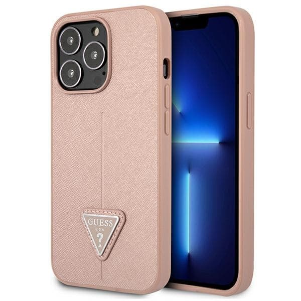 GuessSaffianoTriangleLogoCover-CovertiliPhone13Pro(pink)