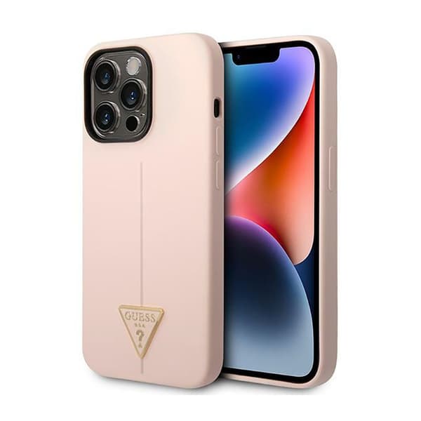 GuessSilikoneTriangleLogo-EtuitiliPhone14Pro(Pink)