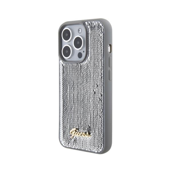 GuessSequinScriptMetal-FodralföriPhone15Pro(silver)