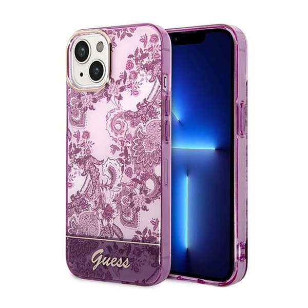GuessPorcelainCollection-FodralföriPhone14Plus(Fuchsia)
