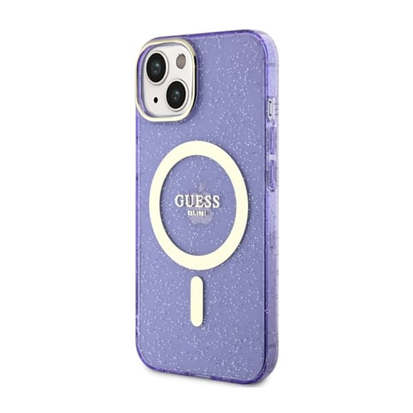Guess Glitter Gold MagSafe - Casse for iPhone 14 Plus (Purple)