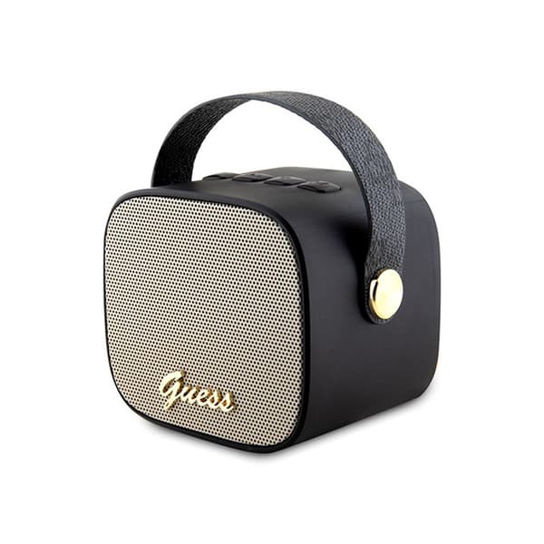 GuessMiniBluetoothSpeaker4GLæderScriptLogomedrem-BluetoothSpeakerV5.3(Sort)