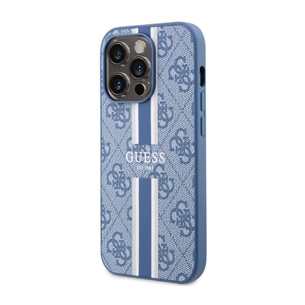 Guess4GPrintedStripesMagSafe-EtuitiliPhone14Pro(blå)