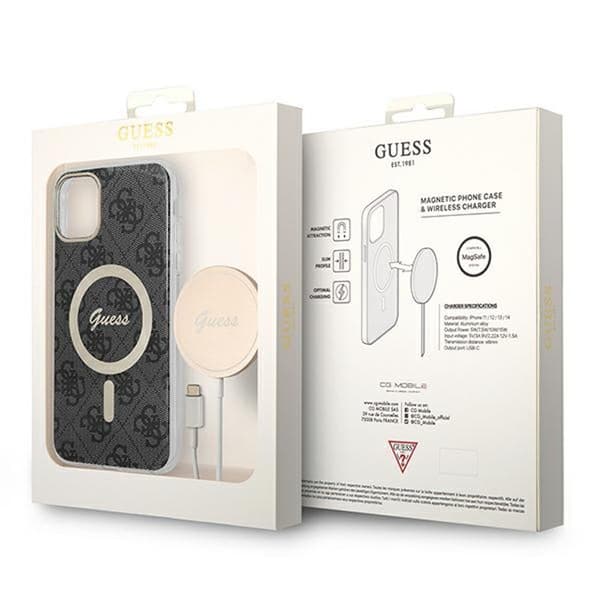 GuessBundlePackMagSafe4G-SetmedfodralföriPhone11+MagSafeladdare(svart/guld)