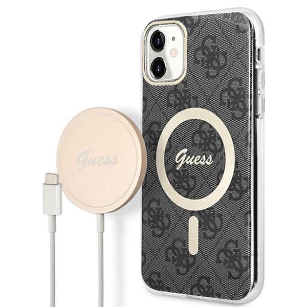GuessBundlePackMagSafe4G-SetmedfodralföriPhone11+MagSafeladdare(svart/guld)