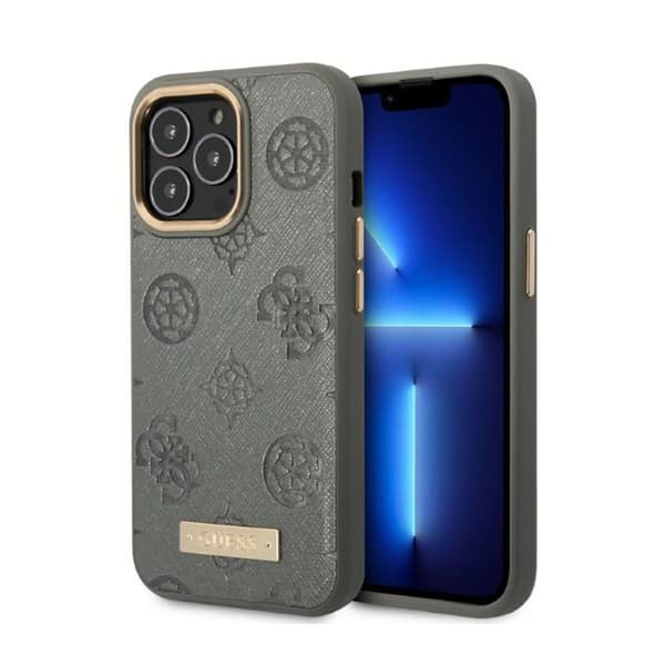 Guess Peony Logo Plate MagSafe - Case for iPhone 13 Pro (Grey)