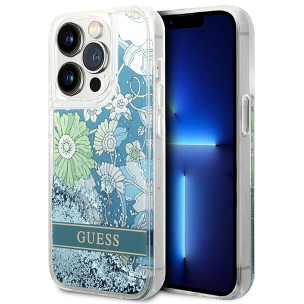 GuessLiquidGlitterFlower-CovertiliPhone14ProMax(grøn)