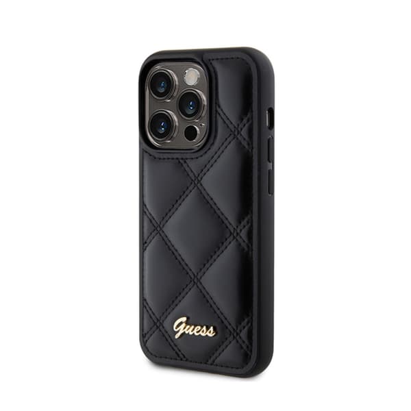 GuessQuiltedMetalLogo-FodralföriPhone15Pro(svart)