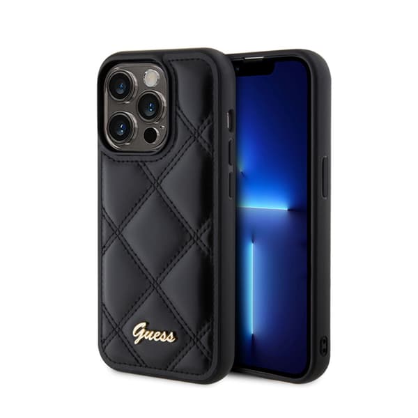 GuessQuiltedMetalLogo-FodralföriPhone15Pro(svart)