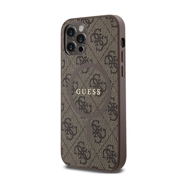Guess4GCollectionLæderMetalLogoMagSafe-EtuitiliPhone12/iPhone12Pro(Brun)