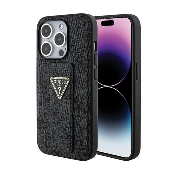 GuessGripStand4GTriangleStrass-logo-iPhone15Pro-kotelo(musta)