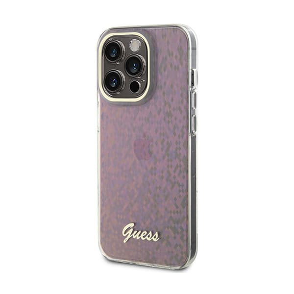 GuessIMLFacetedMirrorDiscoIridescent-iPhone15ProMax-fodral(rosa)