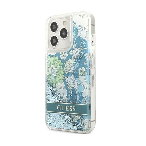 GuessLiquidGlitterFlower–SkaltilliPhone13ProMax(blå/grön)