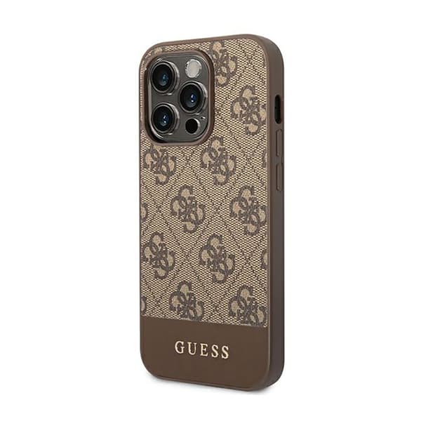 Guess4GBottomStripeMetalLogoCollection-CovertiliPhone14Pro(brun)