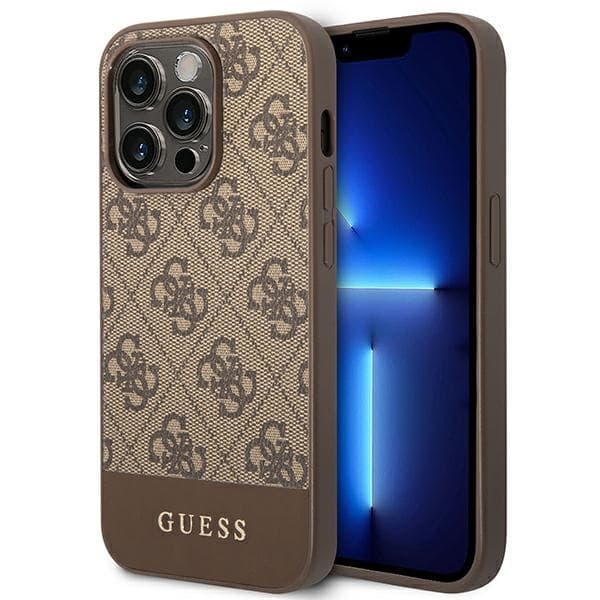 Guess4GBottomStripeMetalLogoCollection-CovertiliPhone14Pro(brun)
