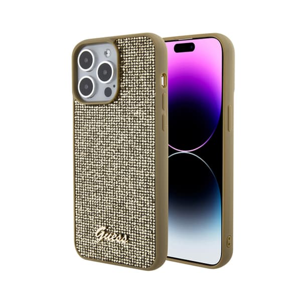 GuessDiscoMetalScript-koteloiPhone15ProMaxille(kulta)