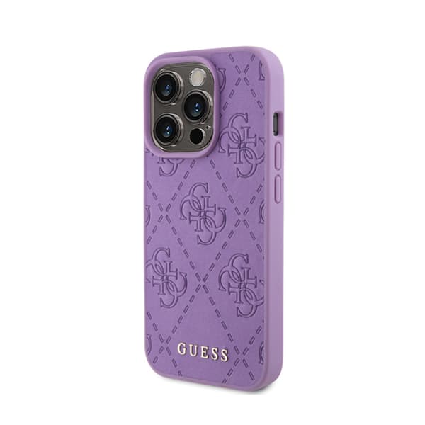Guess Leather 4G Stamped - Case for iPhone 15 Pro (Purple)