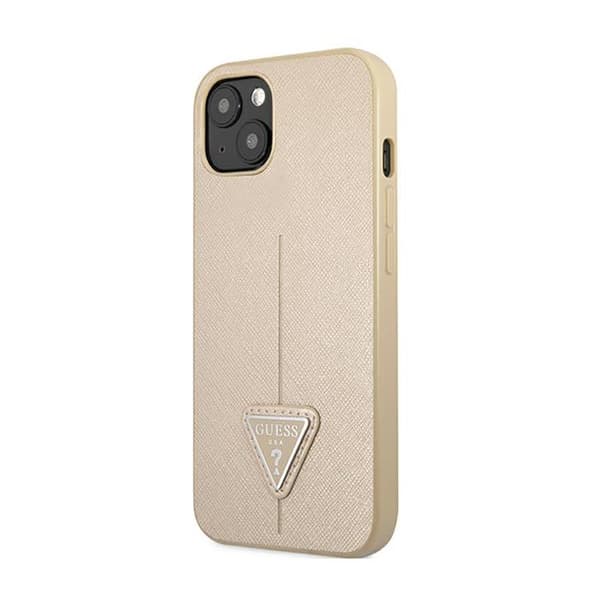 Guess Saffiano Triangle Logo Cover - Cover til iPhone 13 mini (Beige)