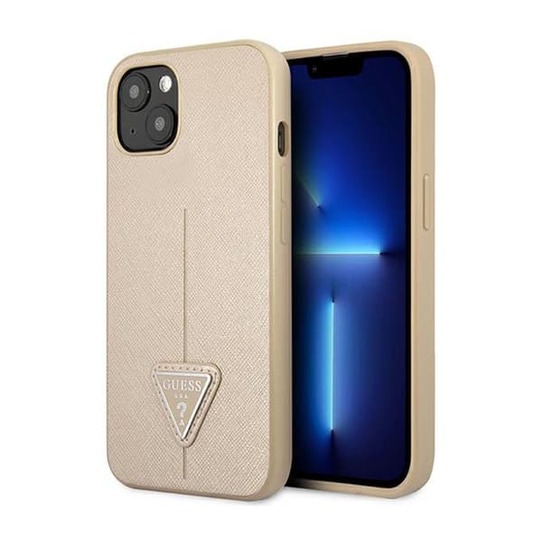 Guess Saffiano Triangle Logo Cover - Cover til iPhone 13 mini (Beige)