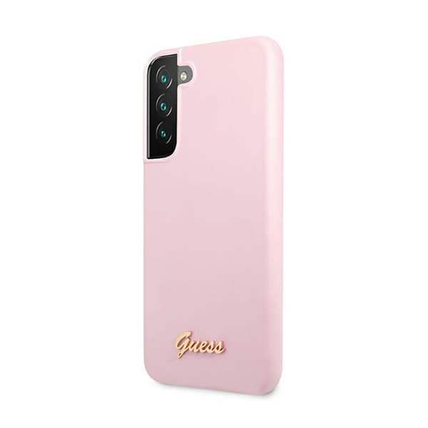 Guess Silicone Script Metal Logo - Cover til Samsung Galaxy S22+ (Pink)