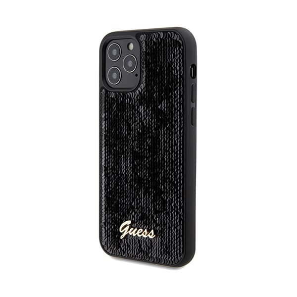 GuessSequinScriptMetal-FodralföriPhone12/iPhone12Pro(svart)