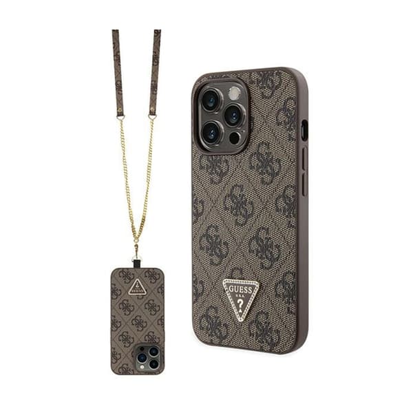 GuessCrossbody4Gmetalllogotyp-iPhone13Pro-fodral(brunt)