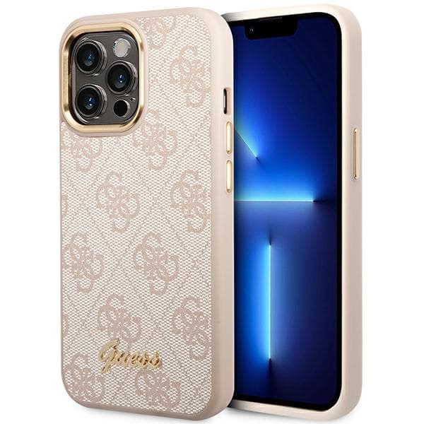Guess4GMetalCameraOutlineCase-koteloiPhone14ProMaxille(vaaleanpunainen)