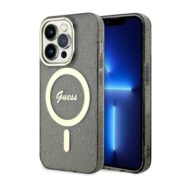 GuessGlitterGoldMagSafe-koteloiPhone14ProMaxille(musta)