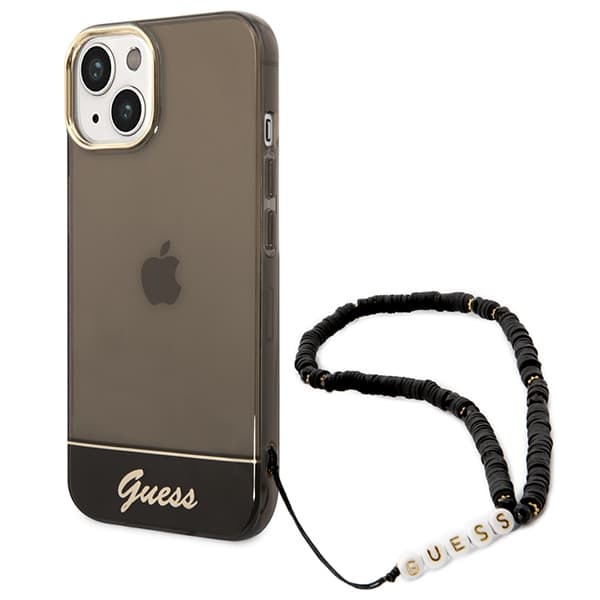 GuessTranslucentPearlStrap-koteloiPhone14Plus-puhelimelle(musta)