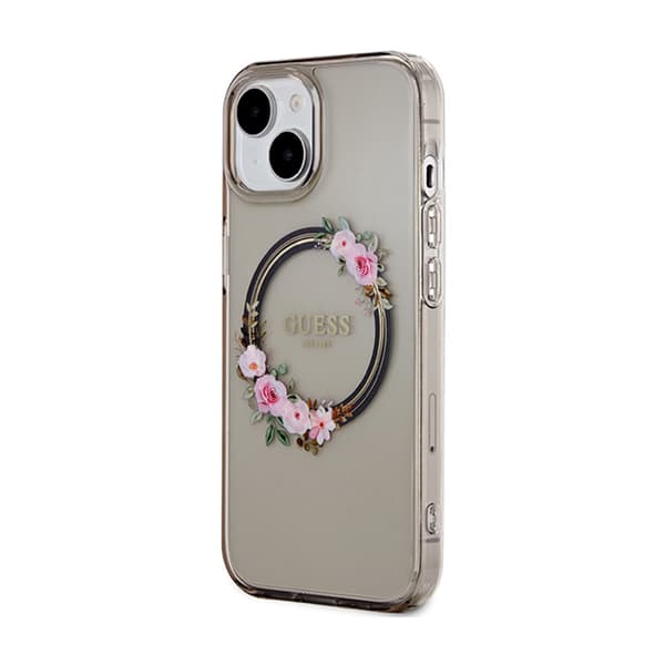 GuessIMLFlowersWreathMagSafe-koteloiPhone15(musta)