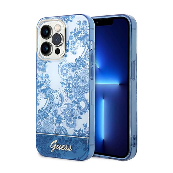 Guess Porcelain Collection - Cover til iPhone 14 Pro Max (blå)