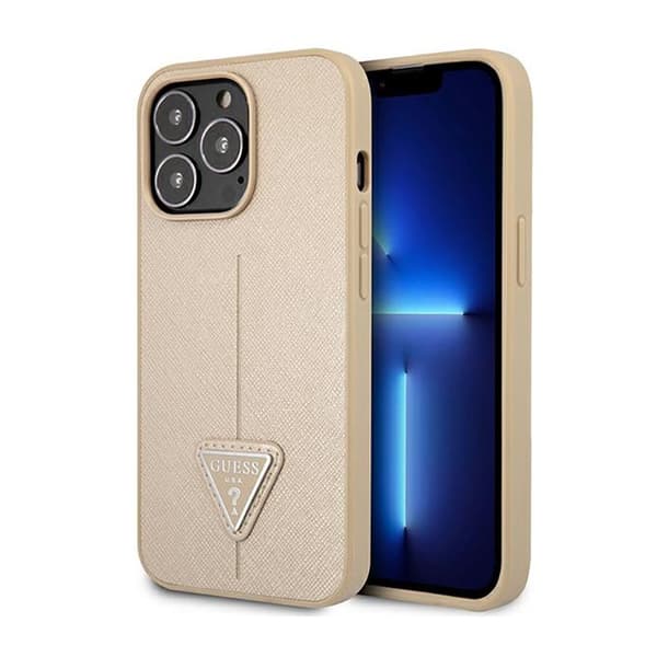 GuessSaffianoTriangleLogoCover-CovertiliPhone14Pro(Beige)