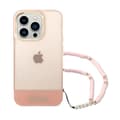 Miniatyrbillede 2 af 2: Guess Translucent Pearl Strap - Case for iPhone 14 Pro (Pink)