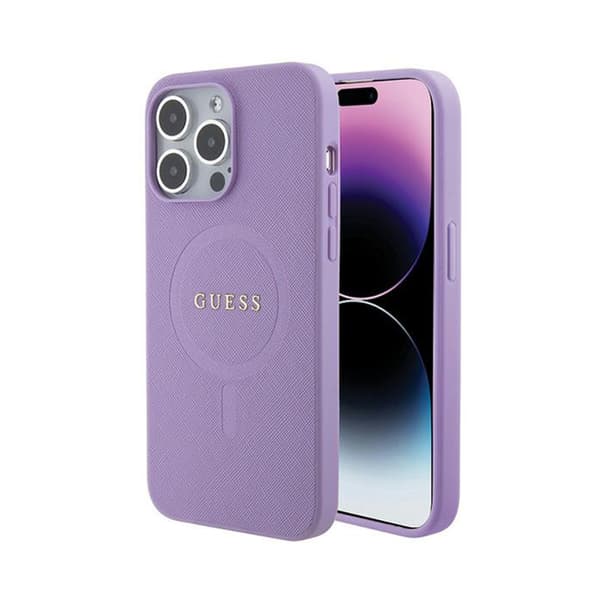 GuessSaffianoMagSafe-iPhone15ProMax-kotelo(violetti)
