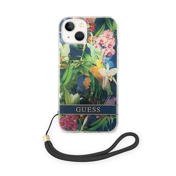 Guess Flower Cord - Cover til iPhone 14 (blå)