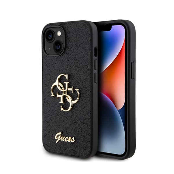 GuessGlitterScriptBig4G-FodralföriPhone15(svart)