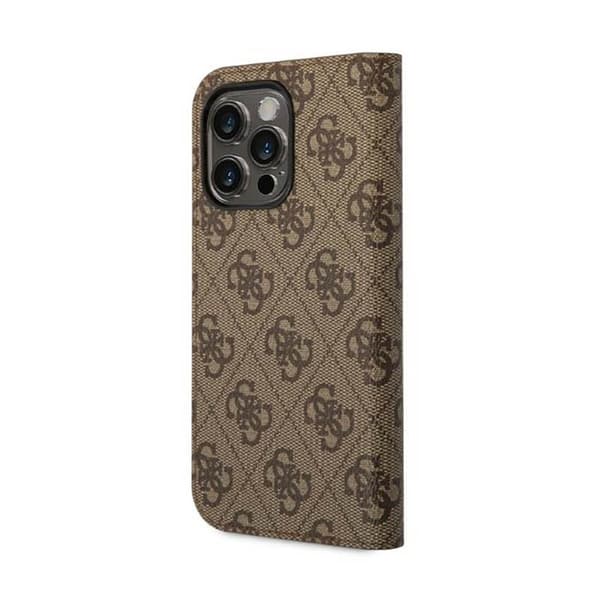 Guess 4G Metal Camera Outline Booktype-etui - etui til iPhone 14 Pro Max (brun)