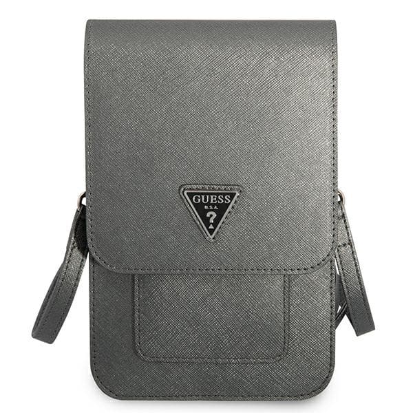 GuessWalletSaffianoTriangle-logotyptelefonväska(grå)