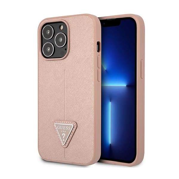 GuessSaffianoTriangleLogoCover-CovertiliPhone14Pro(Pink)