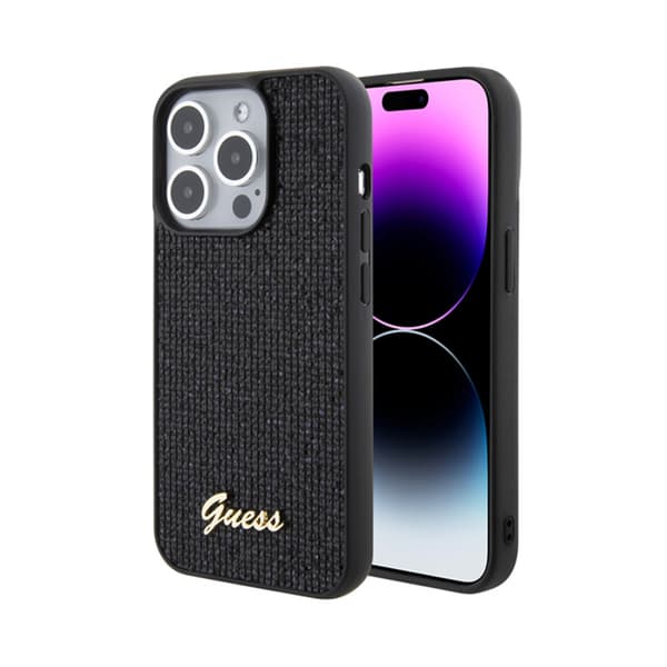 GuessDiscoMetalScript-FodralföriPhone15ProBlack)