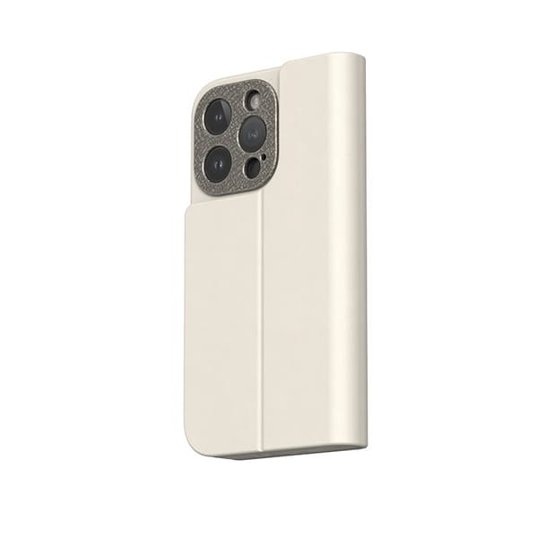 Moshi Overture MagSafe - Läder 3-i-1 fodral med flik för iPhone 15 Pro (Eggnog White)