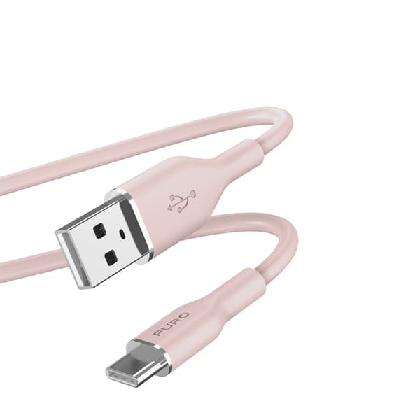 PUROICONSoftKabel-KabelUSB-AtillUSB-C1,5m(Dammrosa)