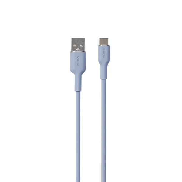 PURO ICON pehmeä kaapeli - Kabel USB-A tai USB-C 1,5 m (jauheensininen)